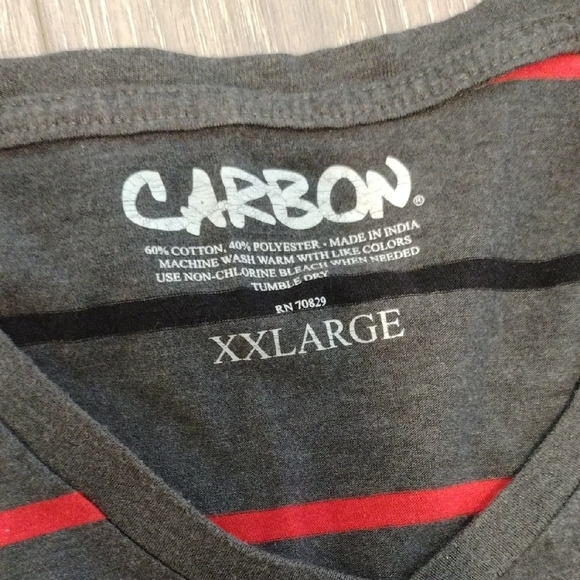 Carbon Black and Red Striped Tee - Picture 3 of 11
